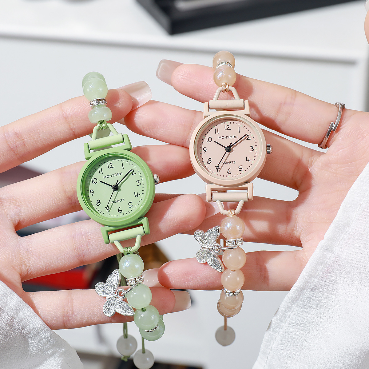 Jewelry Making Watches - Simple Women Watch Butterfly Beaded Bracelet