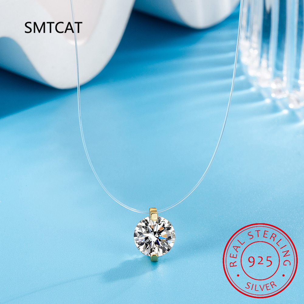 0.5-2CT D Color Moissanite Nec - Crystal Choker Necklace ulasan dan harga