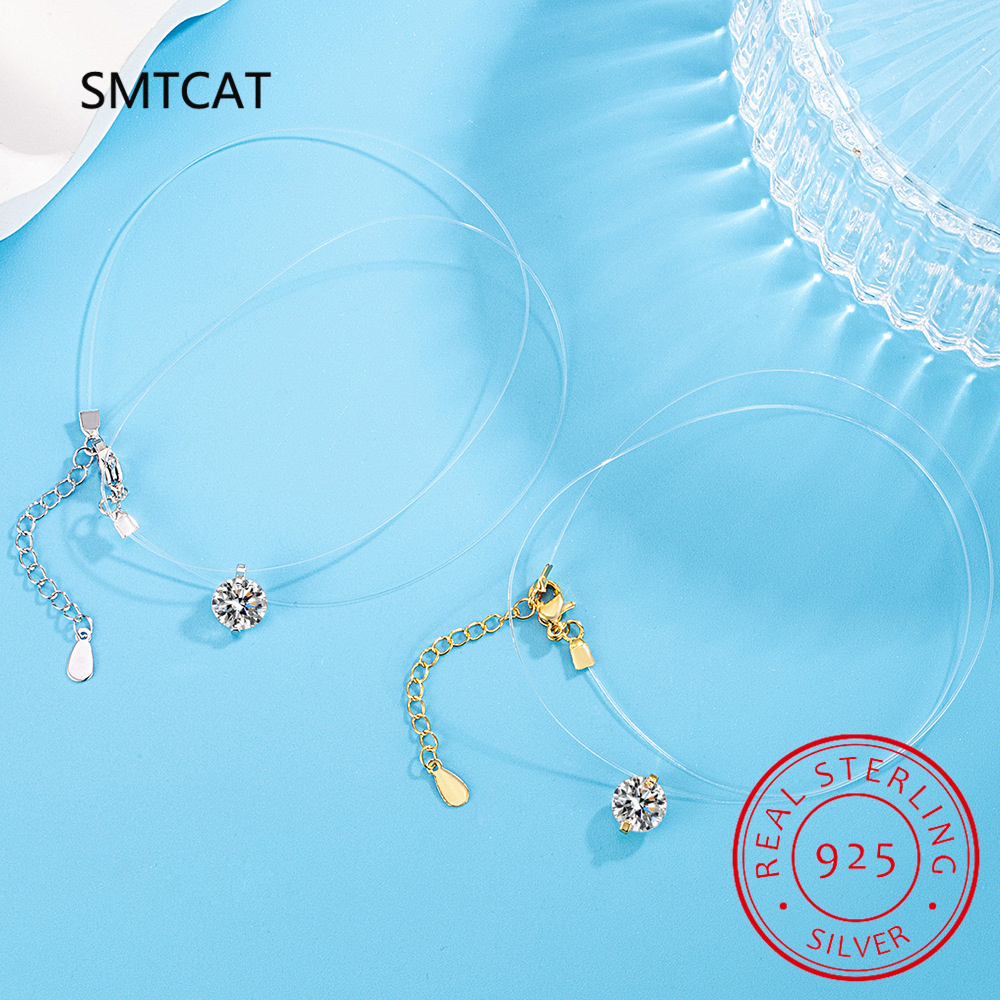 0.5-2CT D Color Moissanite Nec - Crystal Choker Necklace ulasan dan harga