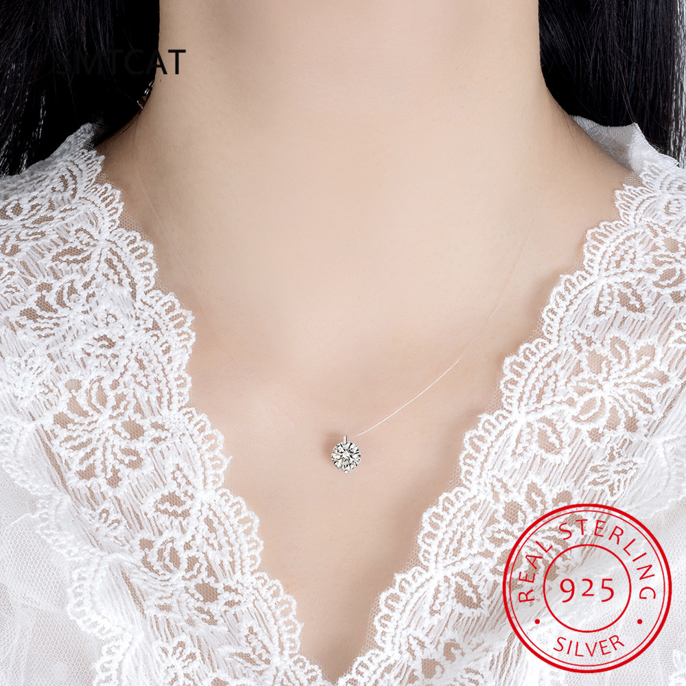 0.5-2CT D Color Moissanite Nec - Crystal Choker Necklace ulasan dan harga