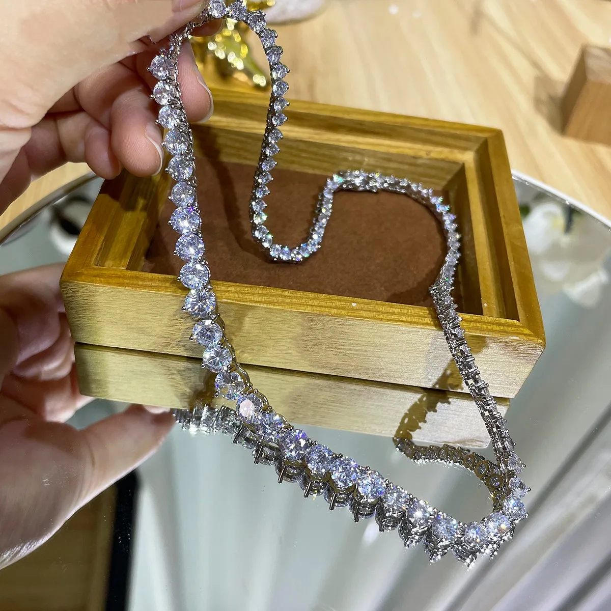 Luxury Designer 7MM Iced Out T - Crystal Choker Necklace ulasan dan harga