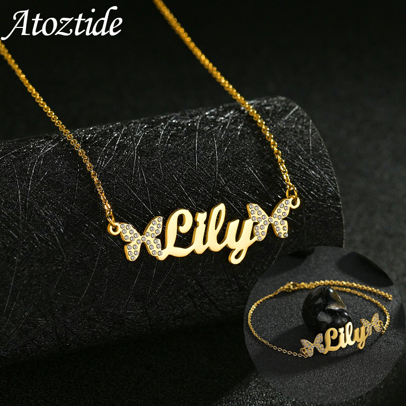 Atoztide Customized Jewelry Se - Engraved Name Necklace ulasan dan harga