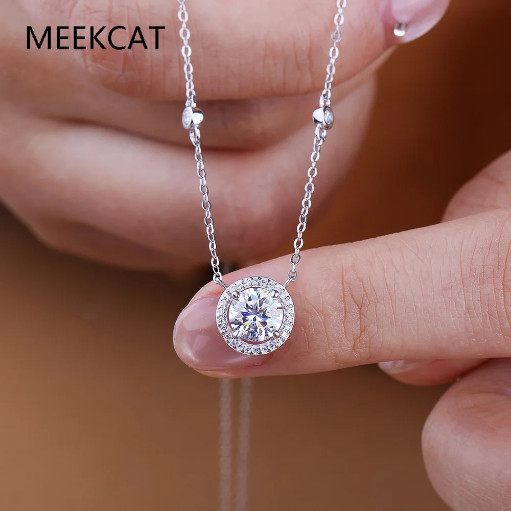 1/2/3CT Moissanite Necklaces f - Crystal Choker Necklace ulasan dan harga
