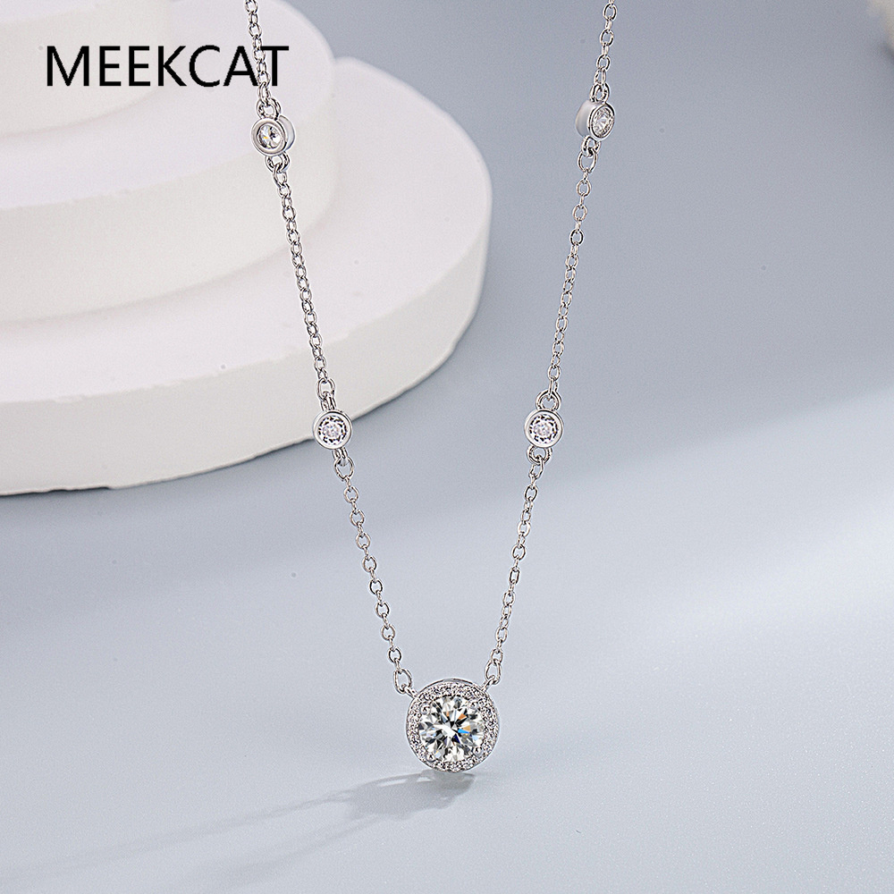 1/2/3CT Moissanite Necklaces f - Crystal Choker Necklace ulasan dan harga