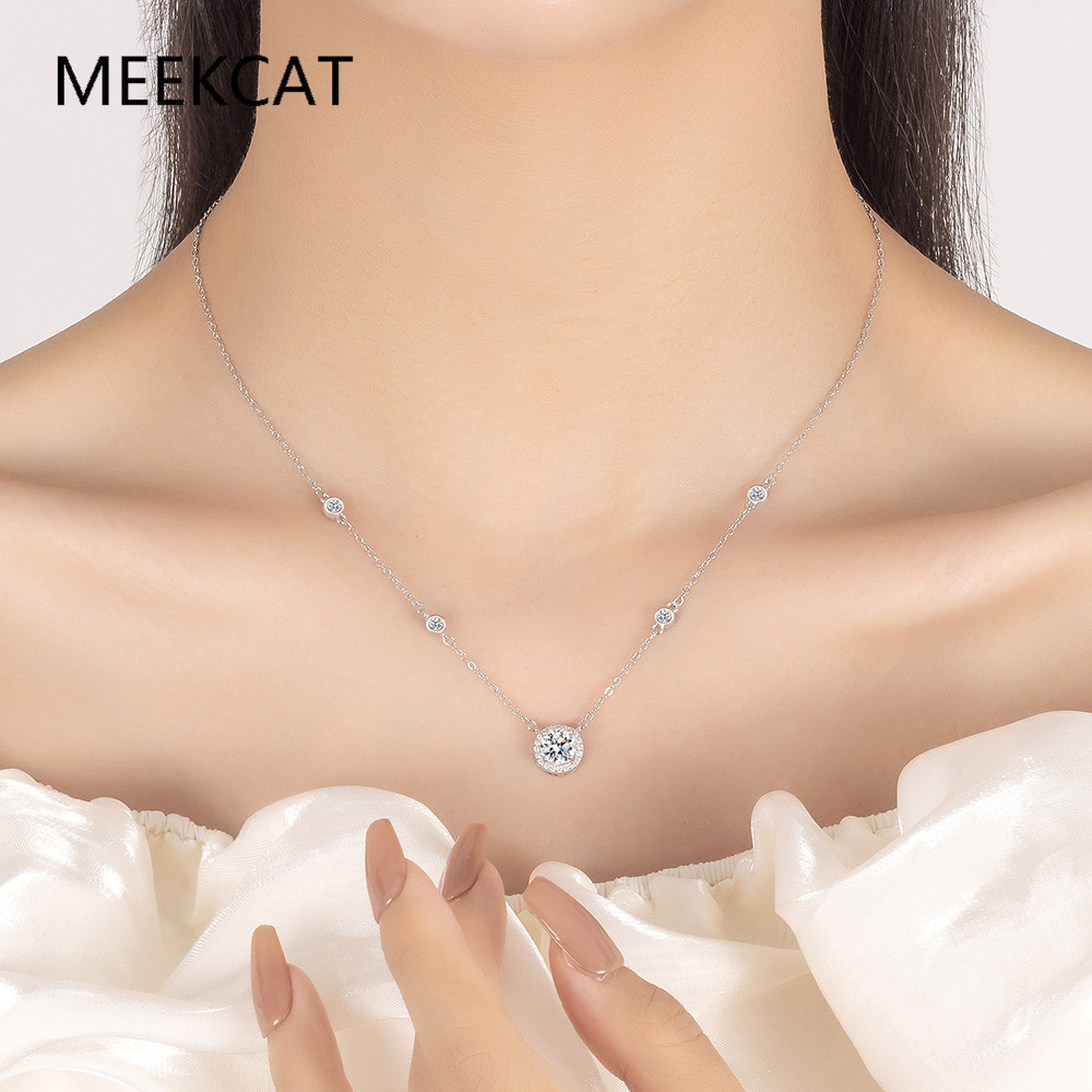 1/2/3CT Moissanite Necklaces f - Crystal Choker Necklace ulasan dan harga