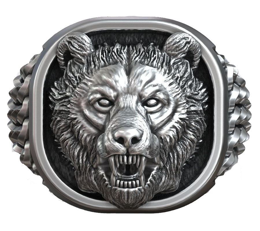 22g Viking Bear Head Nordic Or - Mens Signet Ring ulasan dan harga