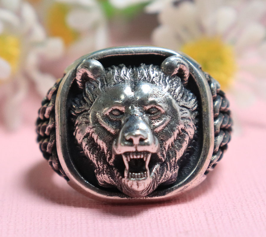 22g Viking Bear Head Nordic Or - Mens Signet Ring ulasan dan harga