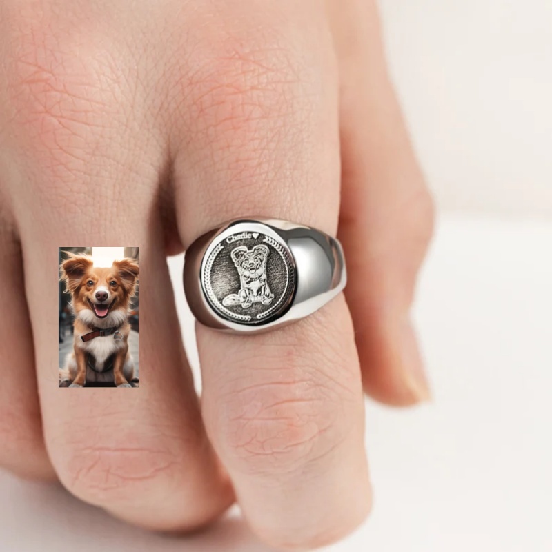 Custom Engrave Photo Signet Ri - Mens Signet Ring ulasan dan harga