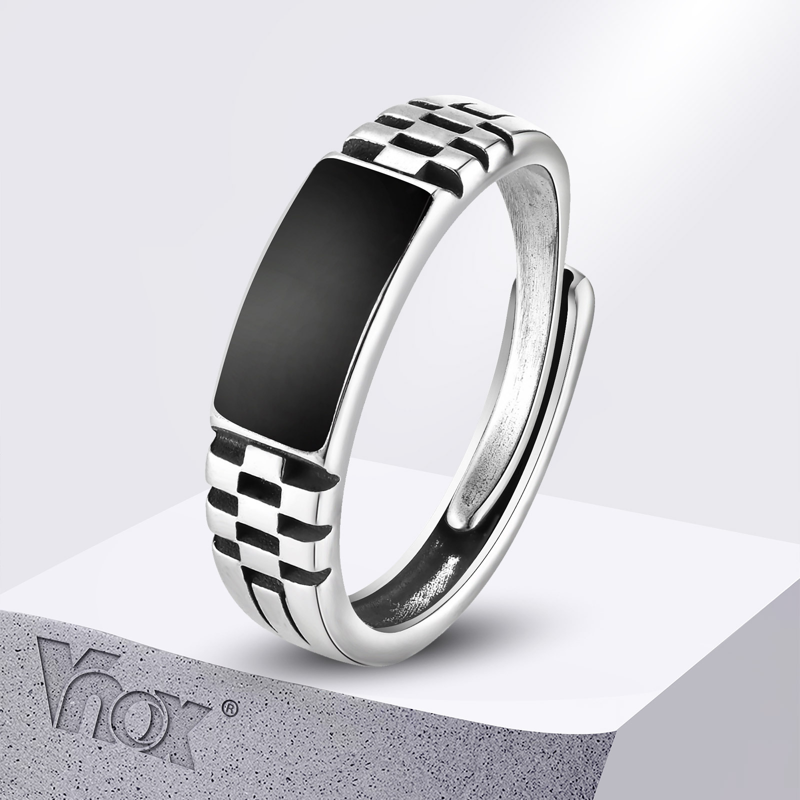 Vnox Mens Open Rings, Black En - Mens Signet Ring ulasan dan harga