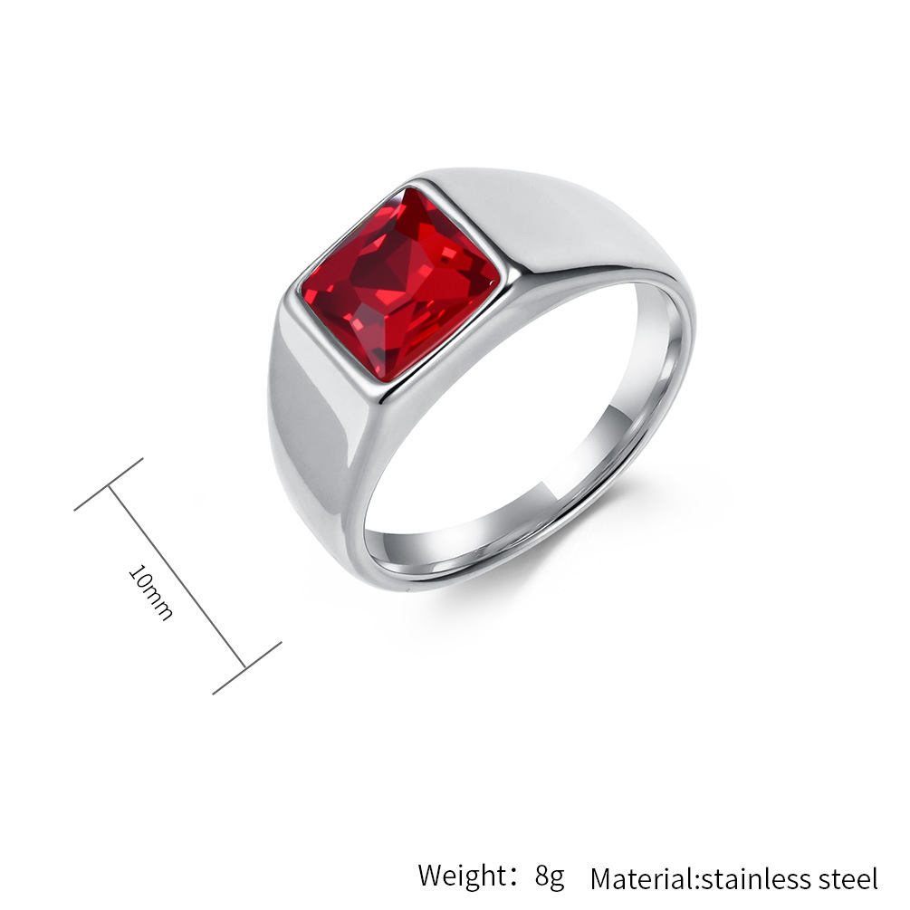 Stainless Steel Shinny Zircon  - Mens Signet Ring ulasan dan harga