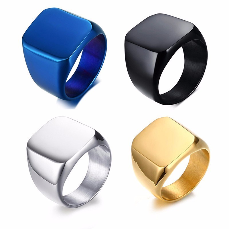 Vnox Free Personalized Stamp R - Mens Signet Ring ulasan dan harga