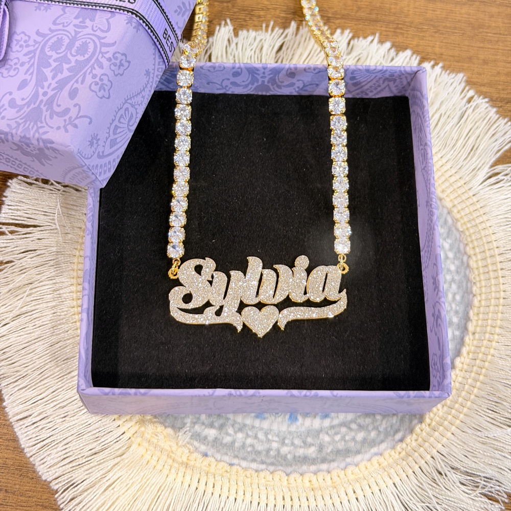 DUOYING Custom Bling Name Hoop - Engraved Name Necklace ulasan dan harga