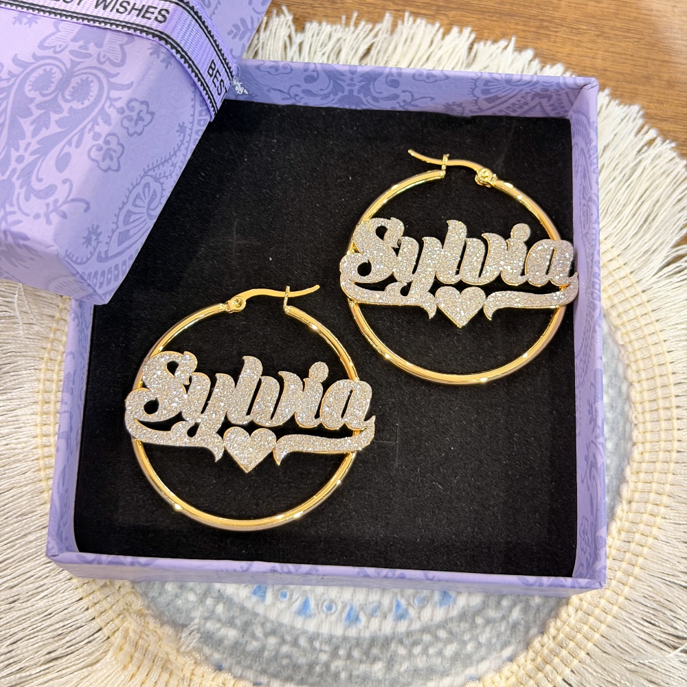 DUOYING Custom Bling Name Hoop - Engraved Name Necklace ulasan dan harga