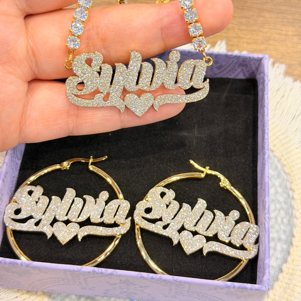 DUOYING Custom Bling Name Hoop - Engraved Name Necklace ulasan dan harga