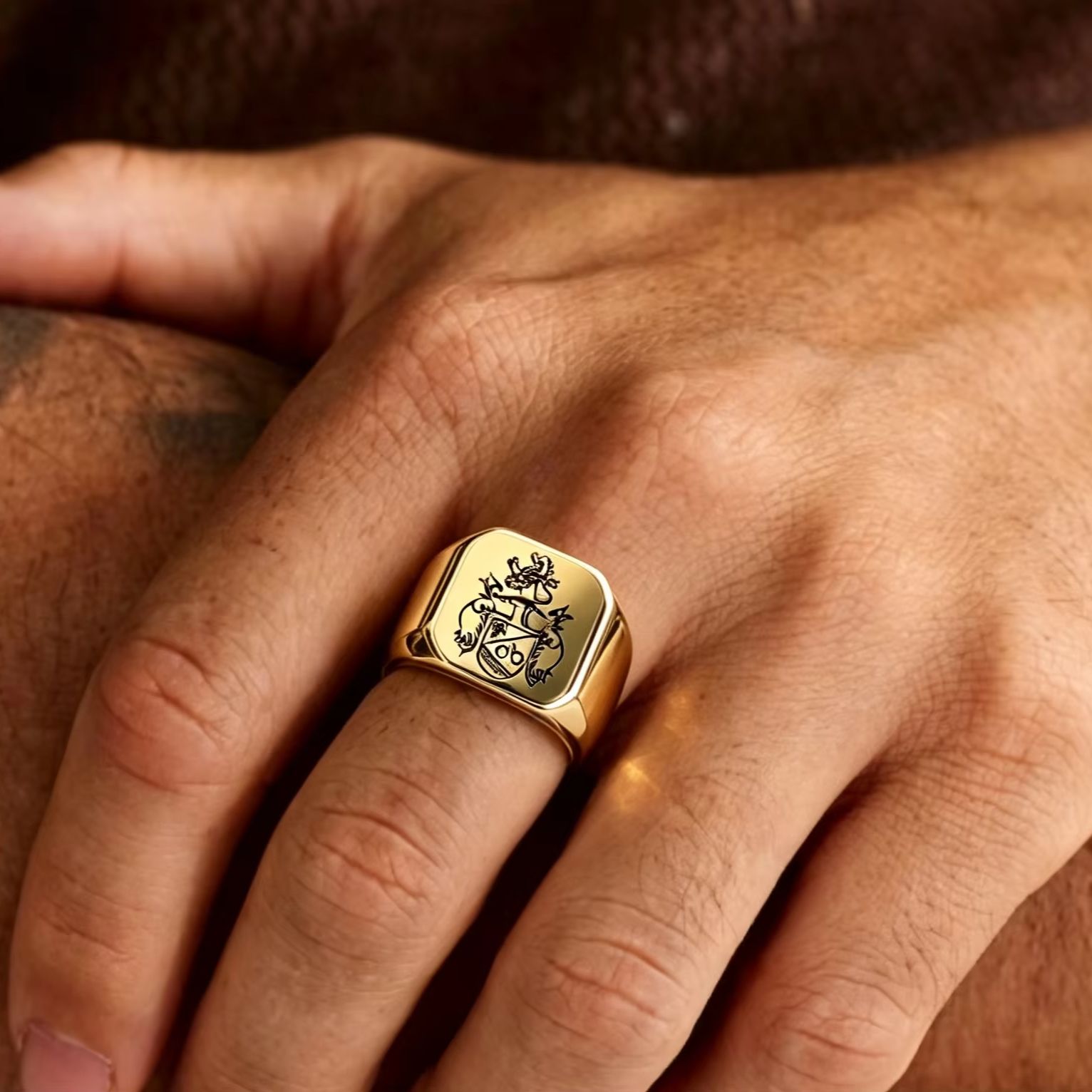 Custom Family Crest Signet Rin - Mens Signet Ring ulasan dan harga