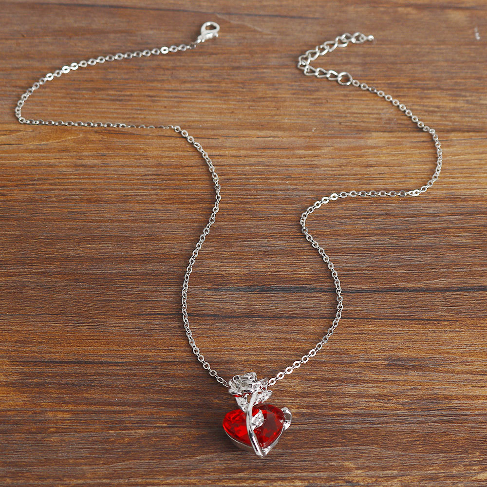 Dark Red Crystal Rose Flower P - Crystal Choker Necklace ulasan dan harga
