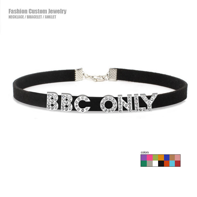 Rhinestone Letter BBC ONLY Nec - Crystal Choker Necklace ulasan dan harga