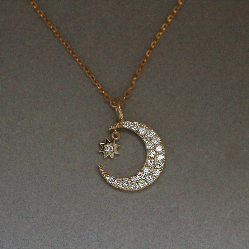 Exquisite Moon Star Shaped Pen - Crystal Choker Necklace ulasan dan harga