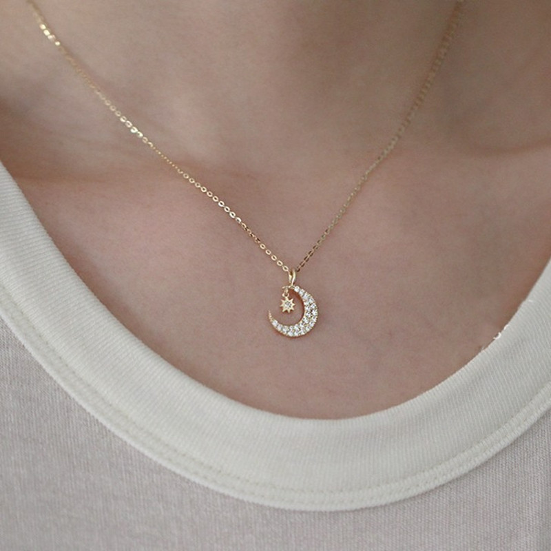 Exquisite Moon Star Shaped Pen - Crystal Choker Necklace ulasan dan harga