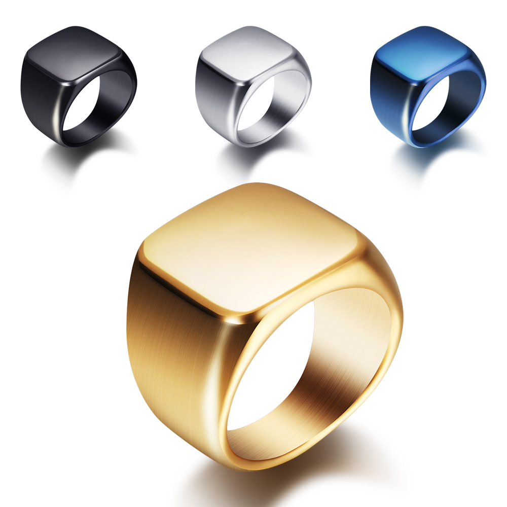 Free Engrave New Silver/Gold/B - Mens Signet Ring ulasan dan harga