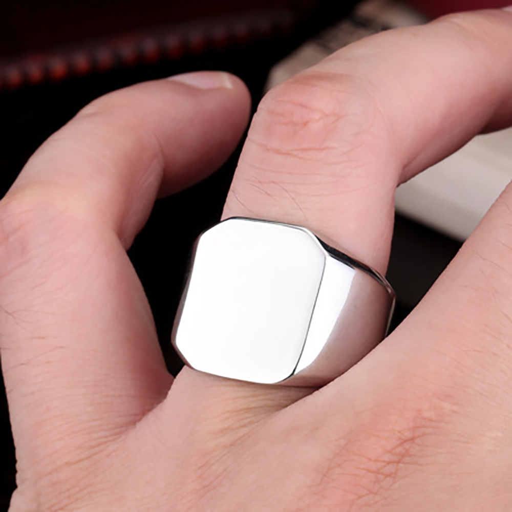 Free Engrave New Silver/Gold/B - Mens Signet Ring ulasan dan harga