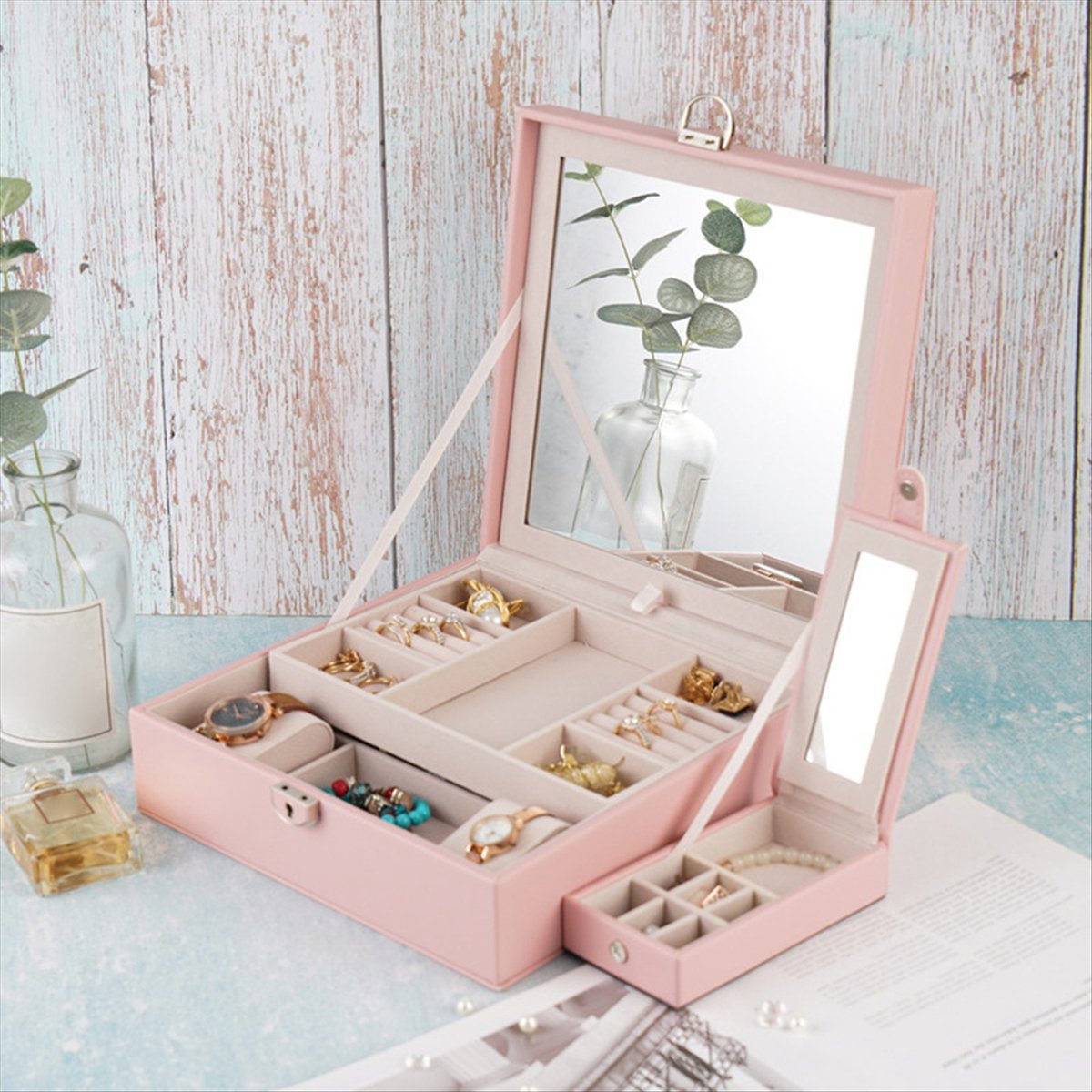 ABQR Girly Pink Jewelry Box Je - Jewelry & Watches Review ulasan dan harga
