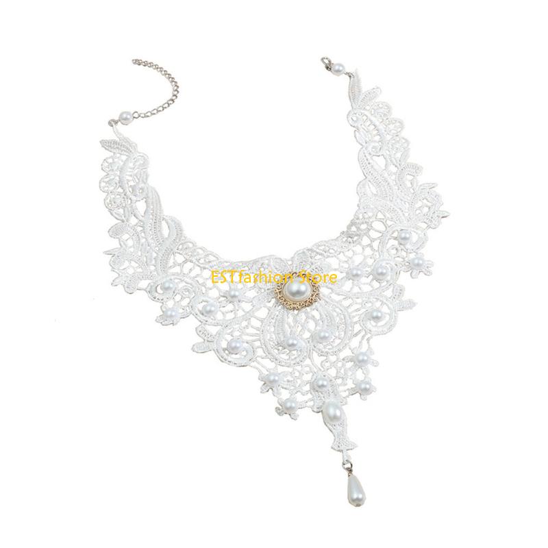 Y5GC Lace Choker Necklace Goth - Crystal Choker Necklace ulasan dan harga