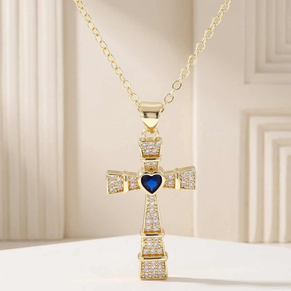 Fashion Cubic Zirconia Cross P - Crystal Choker Necklace ulasan dan harga