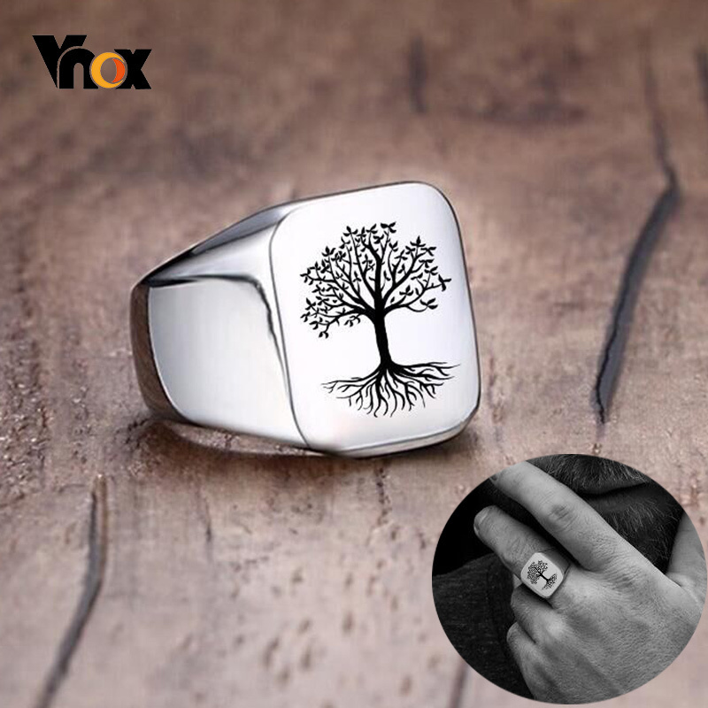 Vnox Rock Punk Tree Of Life Si - Mens Signet Ring ulasan dan harga
