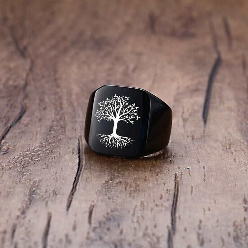 Vnox Rock Punk Tree Of Life Si - Mens Signet Ring ulasan dan harga