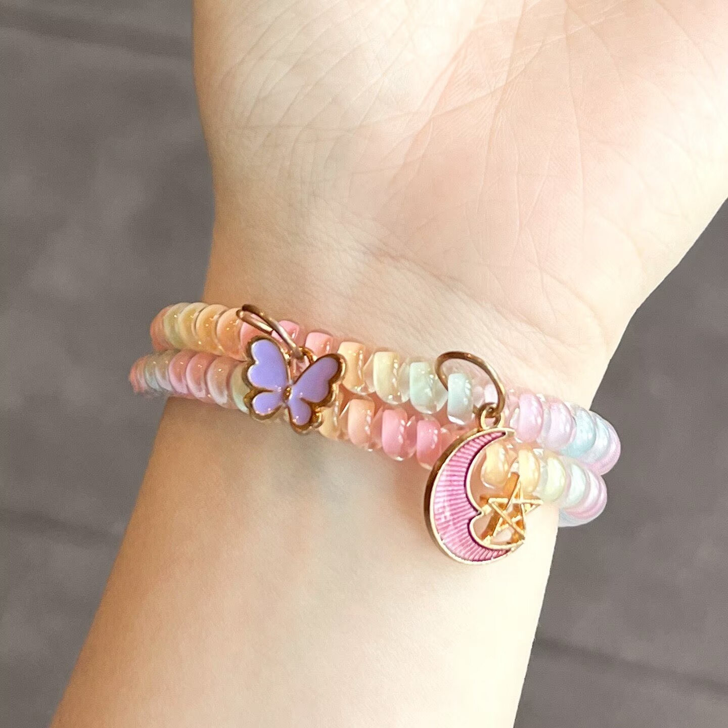 Candy Gradient Flat Bead Strap - Jewelry Watches For Kids ulasan dan harga