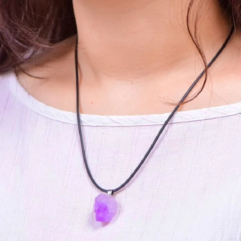 Natural Amethysts Flower Neckl - Crystal Choker Necklace ulasan dan harga