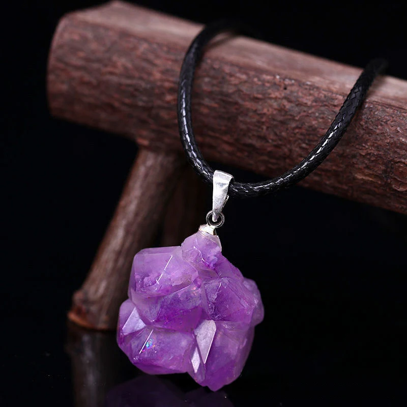 Natural Amethysts Flower Neckl - Crystal Choker Necklace ulasan dan harga
