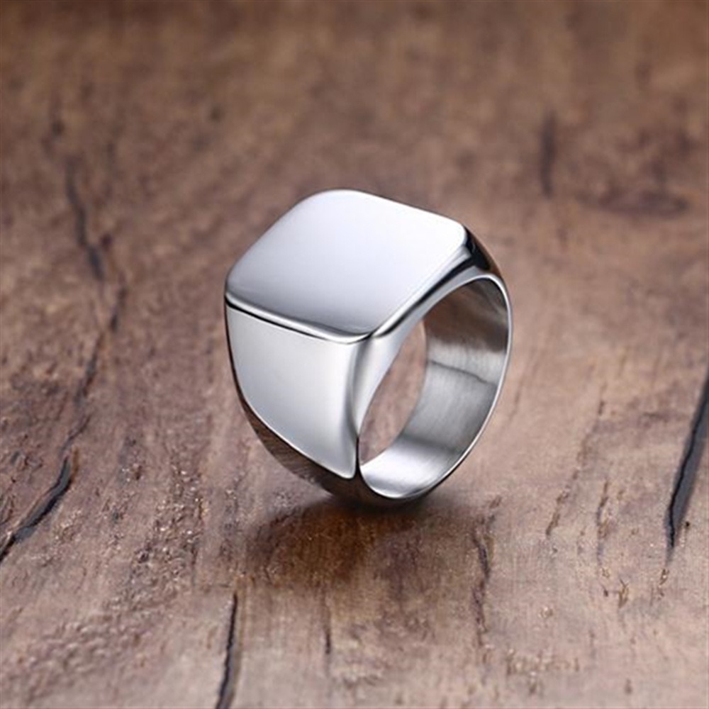Fashion Men Black Smooth Stain - Mens Signet Ring ulasan dan harga