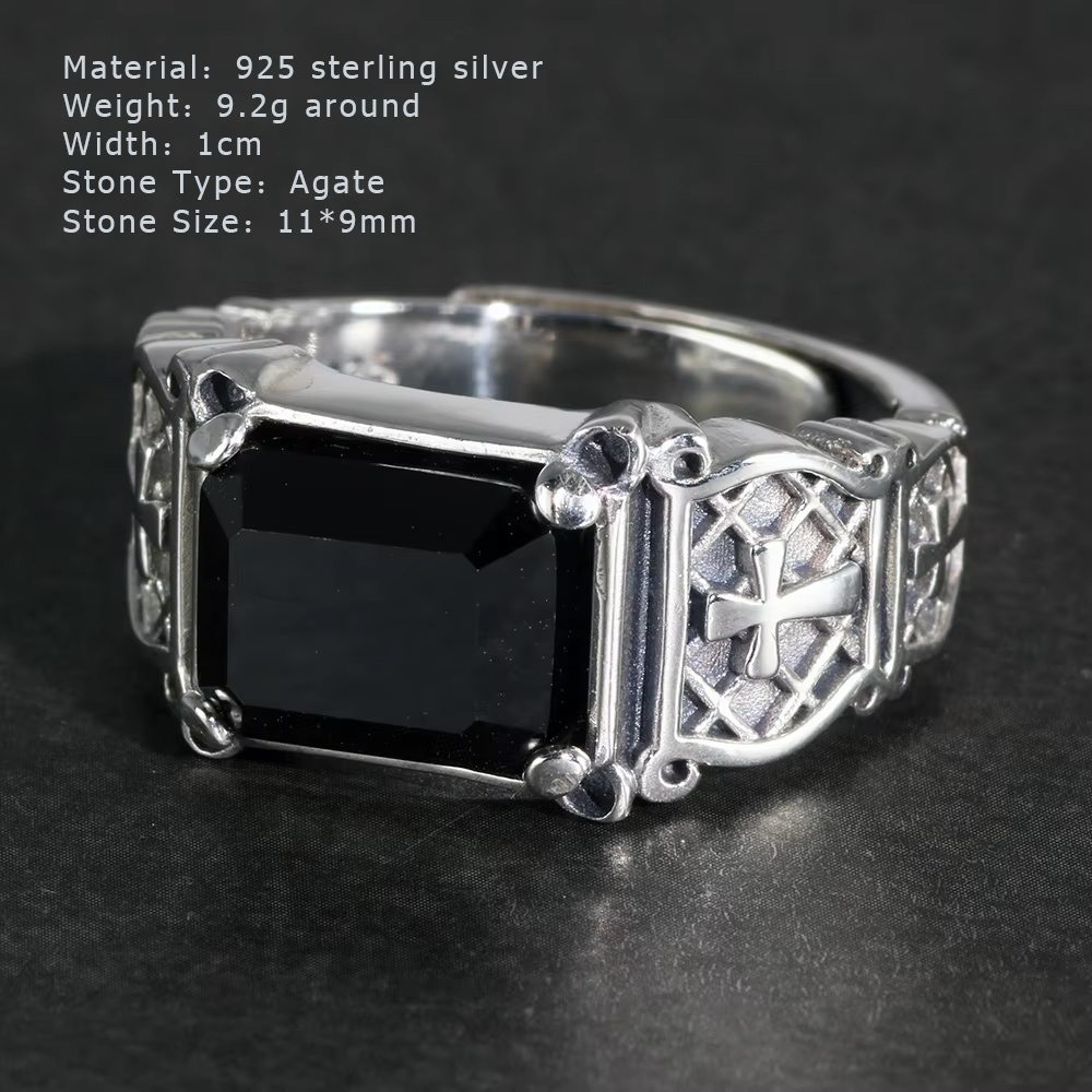 Vintage Punk Silver 925 Jewelr - Mens Signet Ring ulasan dan harga