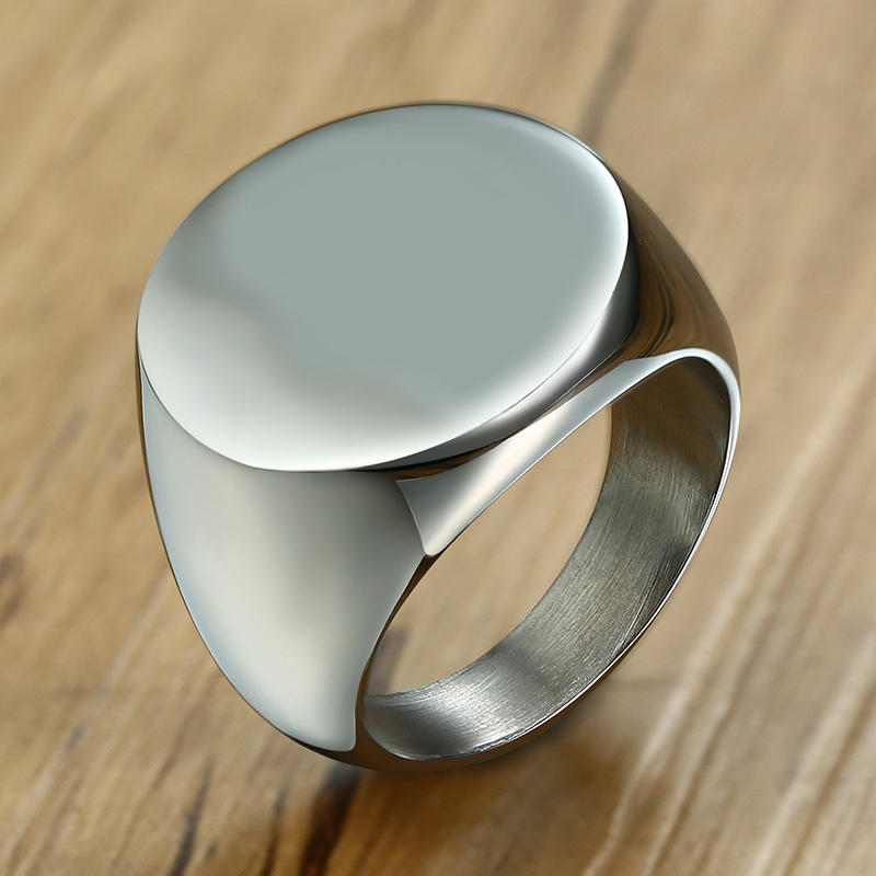 Vnox Stylish Pattern Font Init - Mens Signet Ring ulasan dan harga